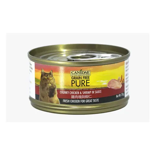Canidae 咖比 Felidae PURE 雞肉塊蝦仁 無穀物主食貓罐頭 70g x24罐