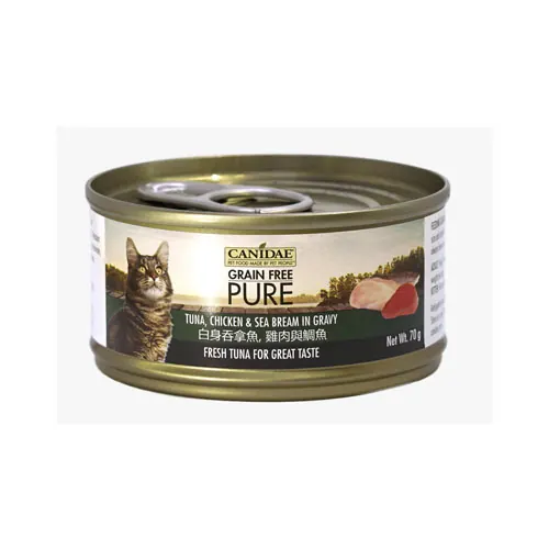 Canidae 咖比 Felidae PURE 白身吞拿魚雞肉鯛魚 無穀物主食貓罐頭 70g x24罐