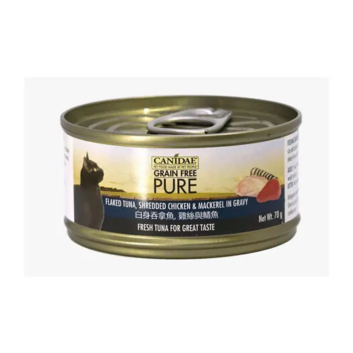 Canidae 咖比 Felidae PURE 白身吞拿魚雞絲鯖魚 無穀物主食貓罐頭 70g x24罐