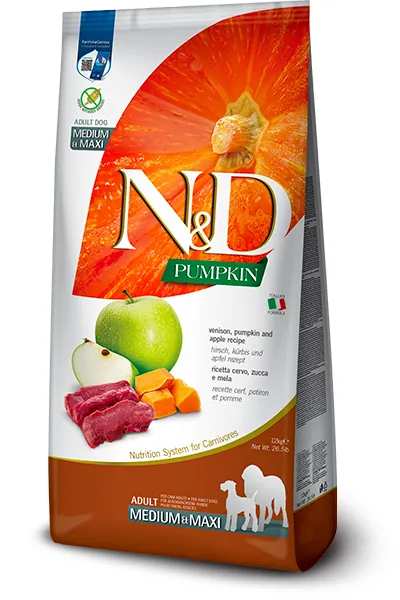 Farmina N&D Pumpkin 鹿肉蘋果無穀物狗糧 大顆粒 Maxi 12kg