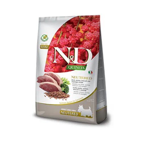 Farmina N&D Quinoa 鴨肉蘆筍無穀物絕育犬糧 Neutered 小顆粒