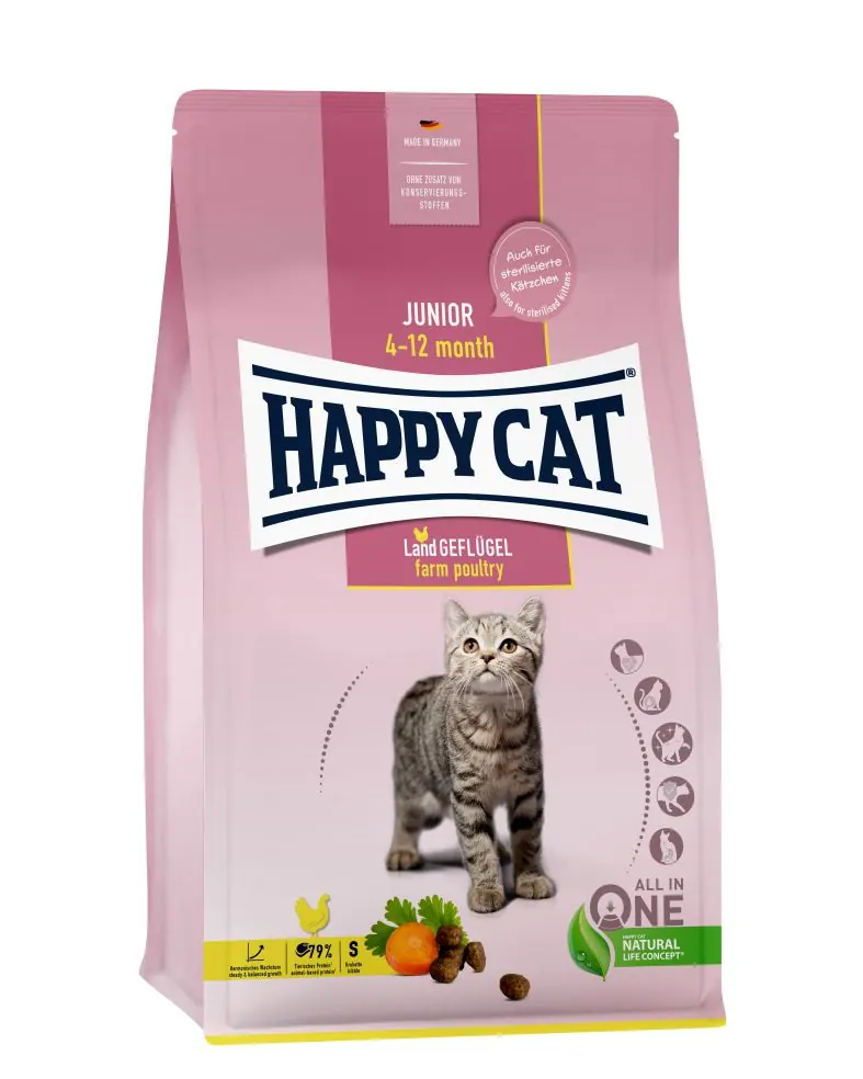Happy Cat Junior Land-Geflügel 家禽配方 4至12個月幼貓乾糧