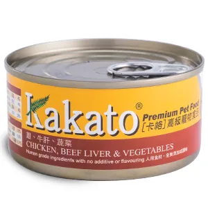 Kakato 卡格 全天然貓狗罐頭 雞、牛肝、蔬菜 170g