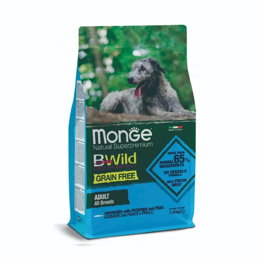 Monge B-Wild 無穀物鯷魚薯仔豌豆成犬糧 2.5kg
