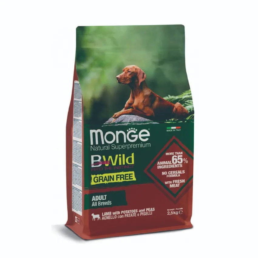 Monge B-Wild 無穀物羊肉薯仔豌豆成犬糧 2.5kg