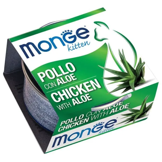 Monge 天然貓罐頭 雞肉配蘆薈 幼貓濕糧 80g