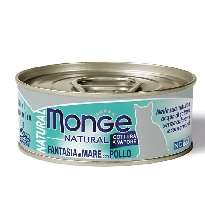 Monge 天然貓罐頭 海鮮雜燴雞肉 成貓濕糧 80g