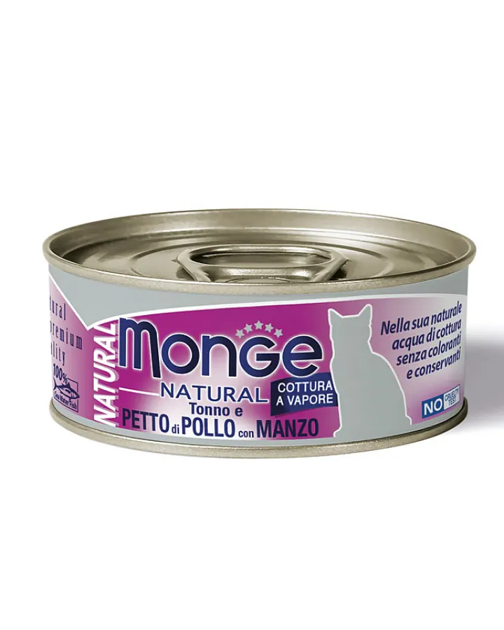Monge 天然貓罐頭 吞拿魚雞肉牛肉 成貓濕糧 80g
