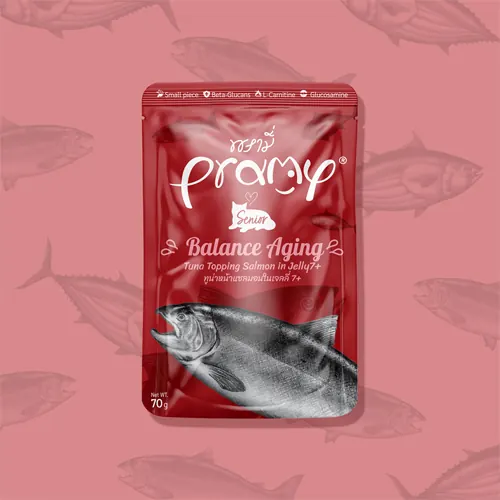 Pramy 功能性貓濕包 啫喱系列 吞拿魚三文魚 高齡貓 70g x 12包