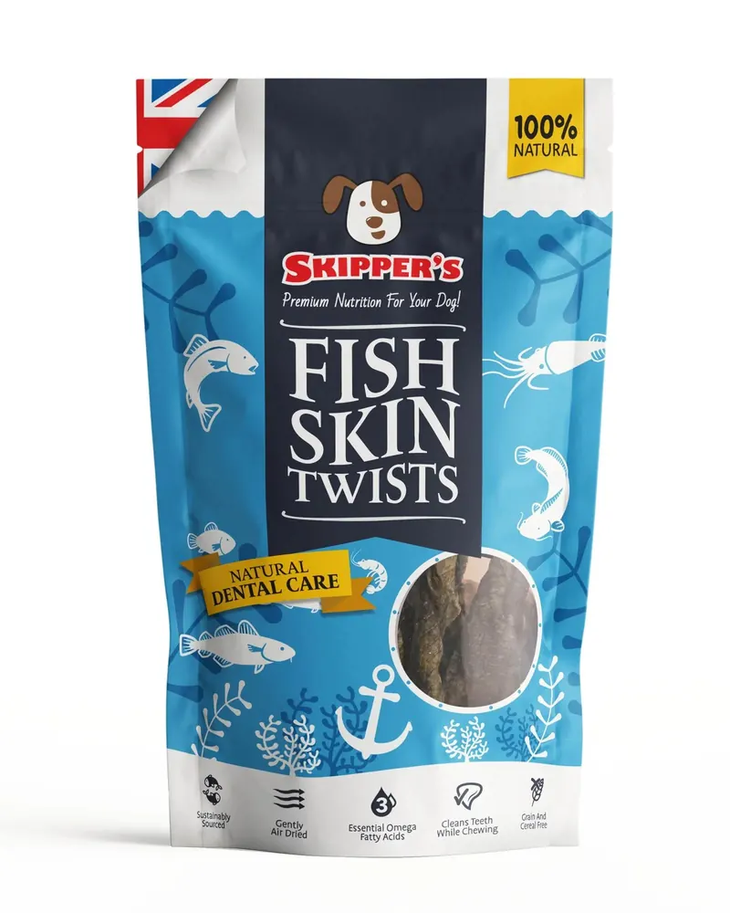 Skipper's Fish Skin Twists 鱈魚皮扭紋棒(短款)狗小食 200g