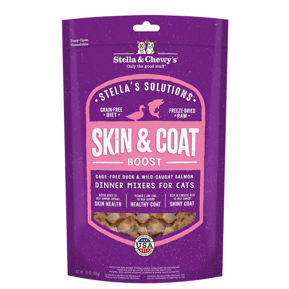 Stella & Chewy's Stella's Solutions 皮毛護理凍乾生肉貓糧 鴨肉三文魚 7.5oz